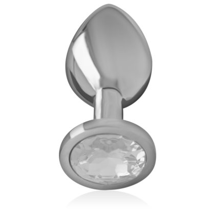 INTENSE - METAL ALUMINUM ANAL PLUG WITH SILVER GLASS SIZE L